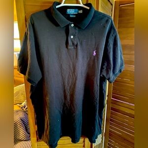 Ralph Lauren Polo shirt. Size XXL. Black w/pink horse